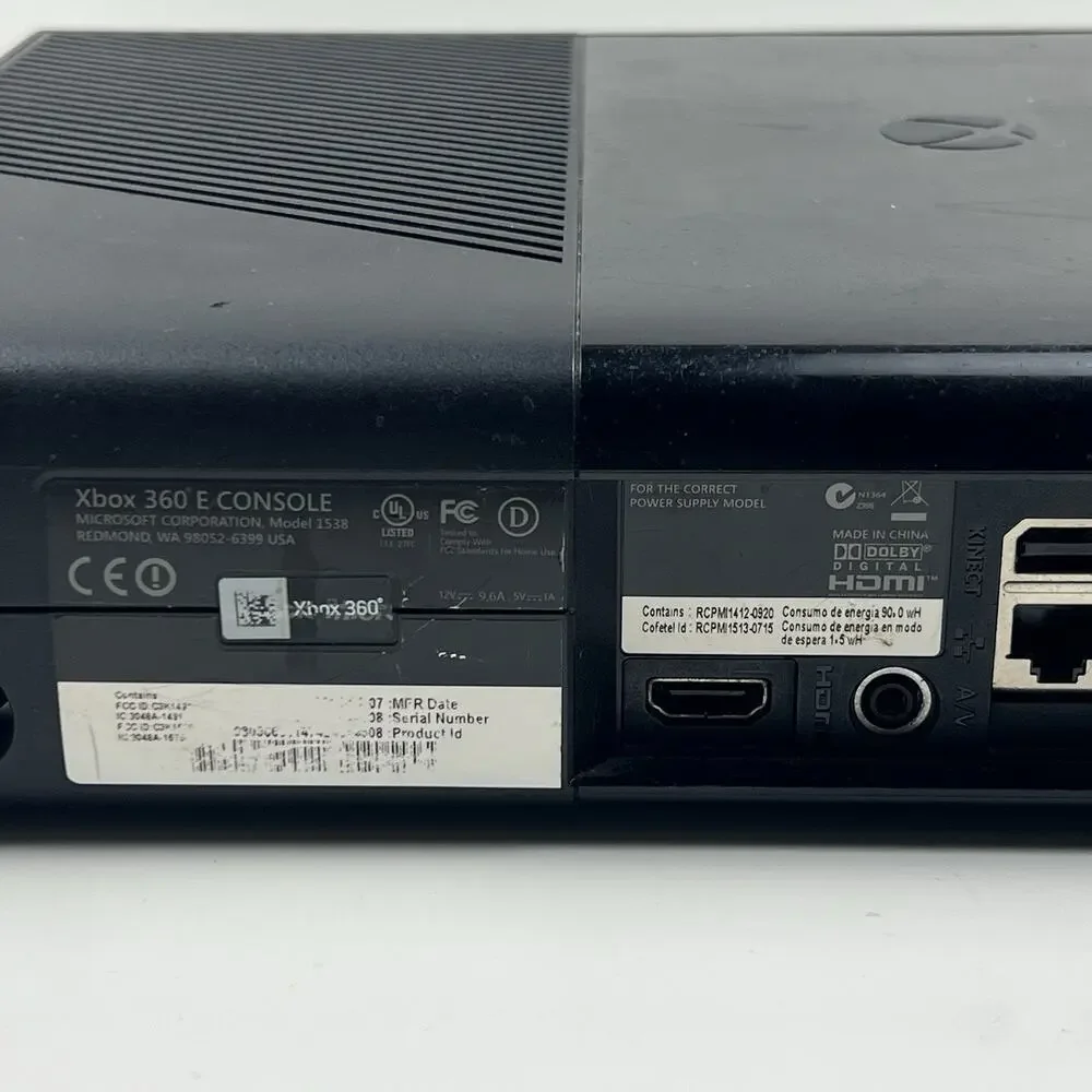 Microsoft Xbox 360 E 4GB Black Console Model 1538 | UNTESTED PARTS ONLY